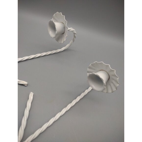 Vintage Pair 12" Twisted Rope Bow Metal Wire Wall Sconce Candle Holders, Votives - Picture 6 of 16